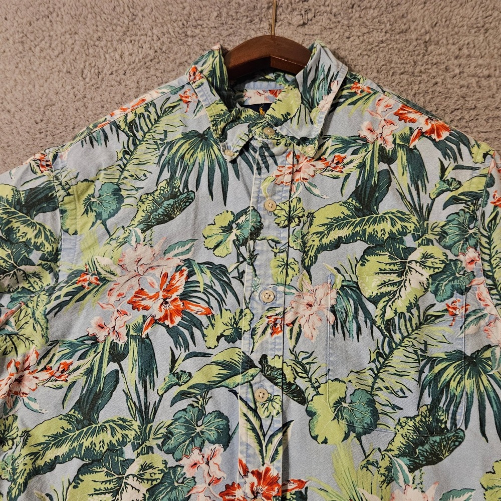 Polo Ralph Lauren Slim Fit Floral Aloha Button Down Short Sleeve Shirt Sz Medium